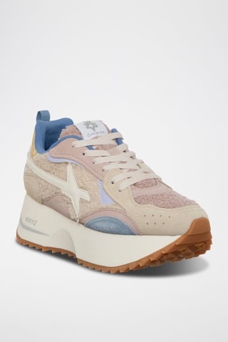 Zapatillas con plataforma Anny - Beige y rosa