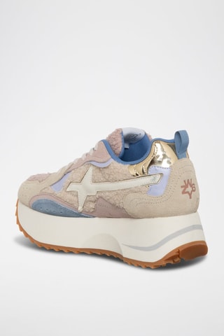 Zapatillas con plataforma Anny - Beige y rosa