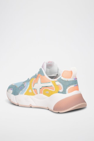 Nubuck Sneakers - Wit, blauw, geel en oranje
