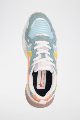 Nubuck Sneakers - Wit, blauw, geel en oranje