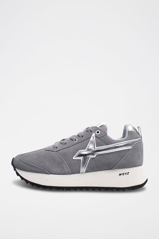 Zapatillas de piel Kis - Blanco, plateado y gris