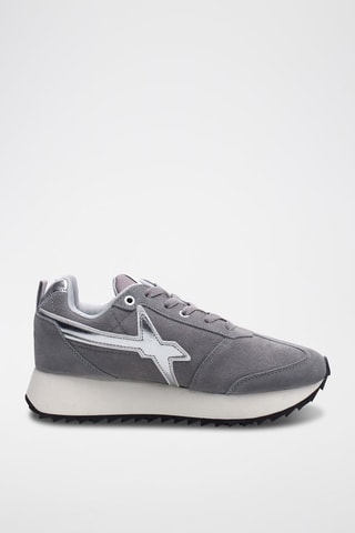 Zapatillas de piel Kis - Blanco, plateado y gris