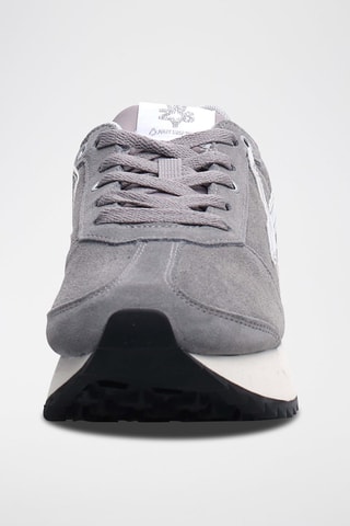 Zapatillas de piel Kis - Blanco, plateado y gris