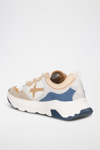 Zapatillas de nobuk - Blanco, beige, azul y gris