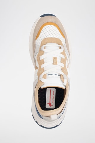 Zapatillas de nobuk - Blanco, beige, azul y gris