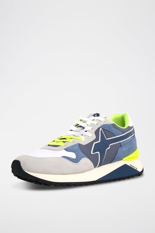 Zapatillas de nobuk - Blanco, azul, amarillo y gris
