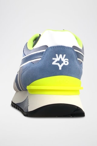 Zapatillas de nobuk - Blanco, azul, amarillo y gris