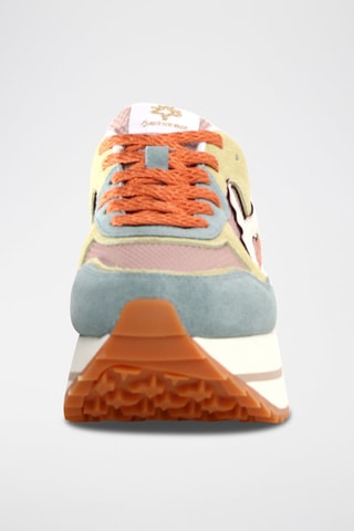 Zapatillas de nobuk con plataforma - Blanco, azul, rosa y dorado