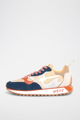 Zapatillas de piel - Beige y azul