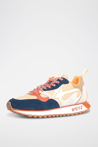 Zapatillas de piel - Beige y azul