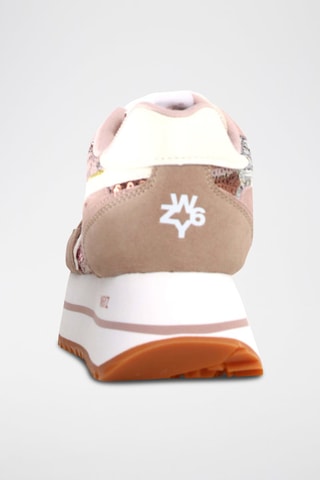 Zapatillas de nobuk con plataforma - Beige, rosa y dorado