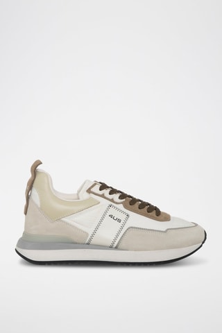 Zapatillas de piel - Blanco, beige y marrón