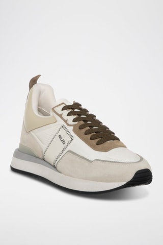 Zapatillas de piel - Blanco, beige y marrón