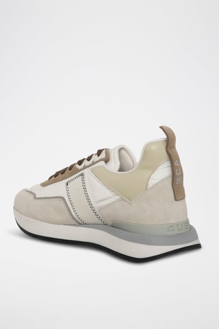 Zapatillas de piel - Blanco, beige y marrón