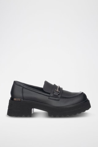 Mocasines de piel de tacón - Negro