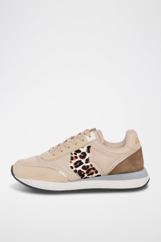 Zapatillas de piel - Blanco y beige