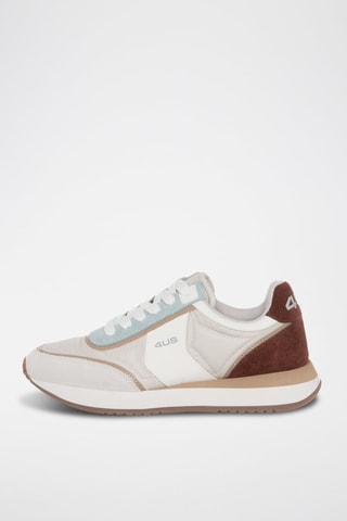 Zapatillas de piel - Blanco, beige y marrón