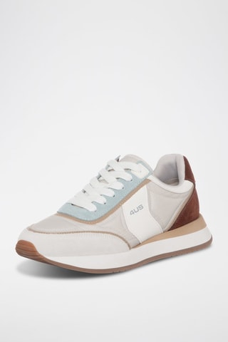 Zapatillas de piel - Blanco, beige y marrón