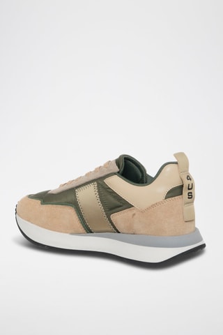 Zapatillas de piel Susan - Blanco, beige y verde