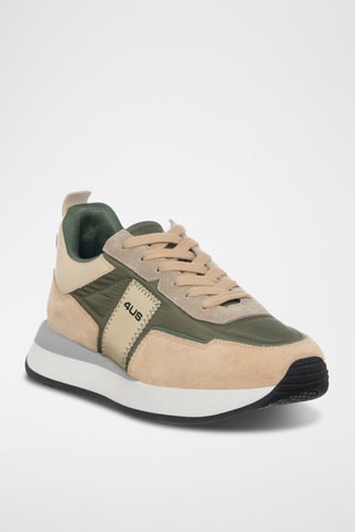 Zapatillas de piel Susan - Blanco, beige y verde