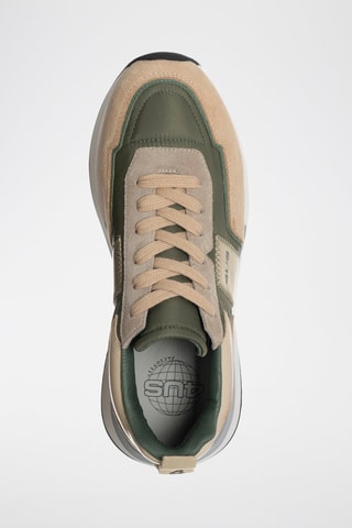 Zapatillas de piel Susan - Blanco, beige y verde