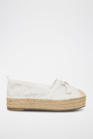 Alpargatas con plataforma - Laura Biagiotti - Blanco, beige y dorado