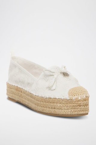 Alpargatas con plataforma - Laura Biagiotti - Blanco, beige y dorado