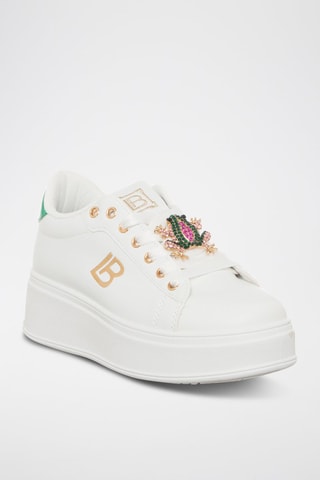 Zapatillas con plataforma - Blanco, verde y dorado