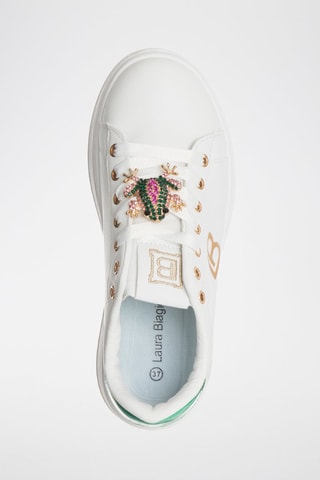 Zapatillas con plataforma - Blanco, verde y dorado