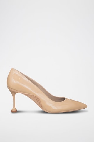 Zapatos de piel de charol de tacón - Beige