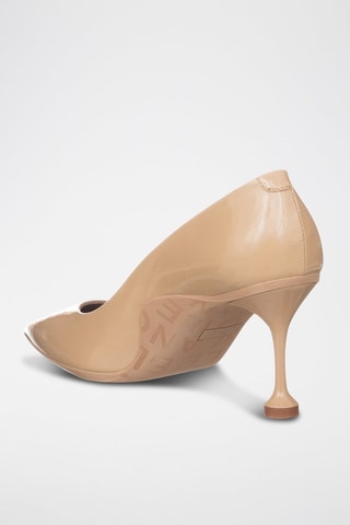 Zapatos de piel de charol de tacón - Beige