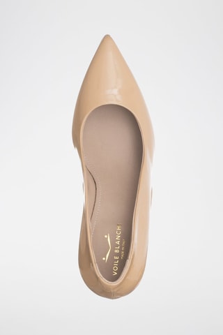Zapatos de piel de charol de tacón - Beige