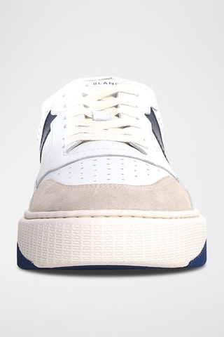 Zapatillas de piel - Blanco, beige y azul
