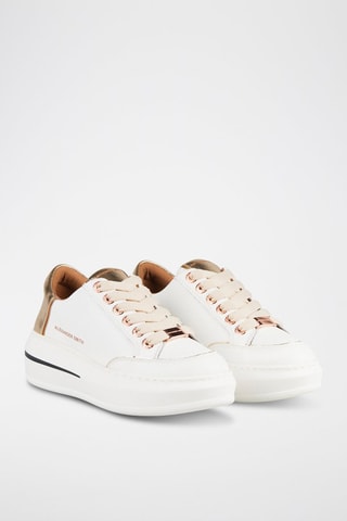 Zapatillas de piel de toro con plataforma Lancaster - Blanco y dorado