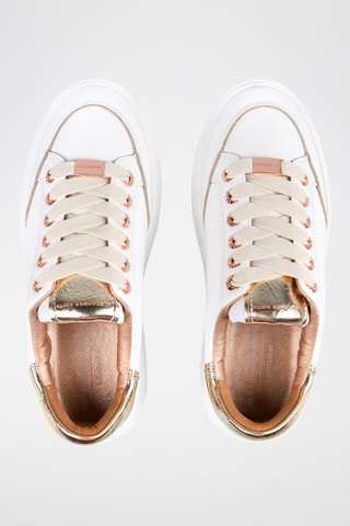 Zapatillas de piel de toro con plataforma Lancaster - Blanco y dorado