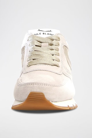 Zapatillas de piel - Blanco, dorado y gris