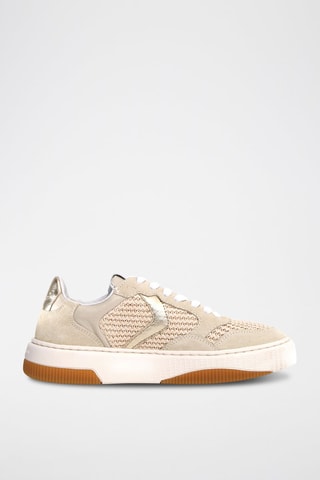 Zapatillas de piel - Blanco y beige