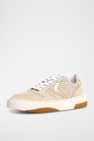 Zapatillas de piel - Blanco y beige