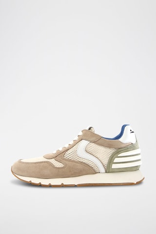 Zapatillas de piel - Blanco, beige y verde