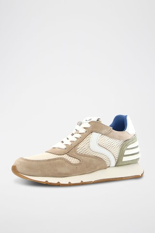 Zapatillas de piel - Blanco, beige y verde