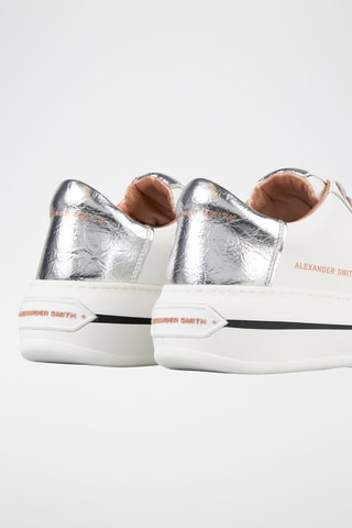 Zapatillas de piel de toro con plataforma Lancaster - Blanco, marrón y gris