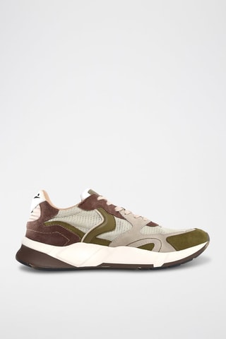 Zapatillas de nobuk - Blanco, verde y marrón