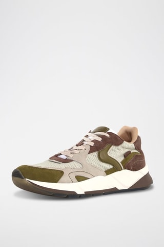 Zapatillas de nobuk - Blanco, verde y marrón