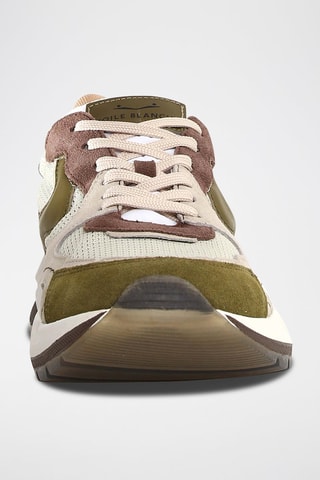 Zapatillas de nobuk - Blanco, verde y marrón
