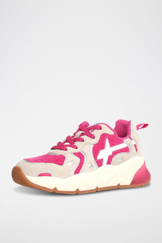 Nubuck Sneakers - Beige en roze