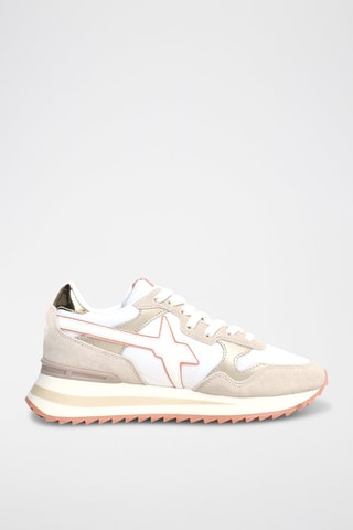 Zapatillas de nobuk - Blanco y beige