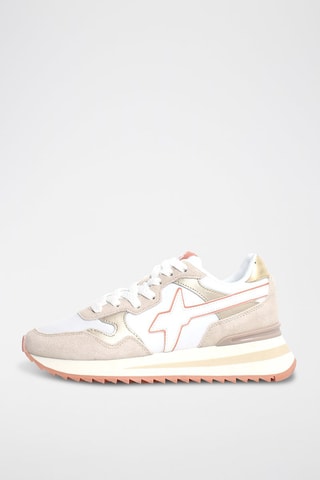 Zapatillas de nobuk - Blanco y beige