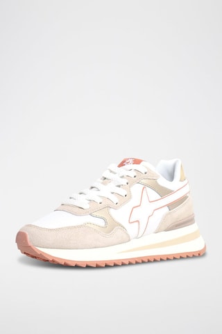 Zapatillas de nobuk - Blanco y beige