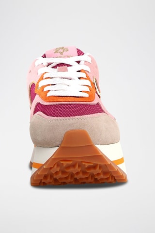 Zapatillas de nobuk con plataforma - Beige, naranja y rosa
