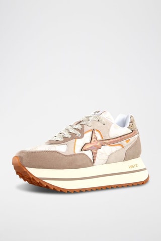 Zapatillas de nobuk con plataforma - Beige